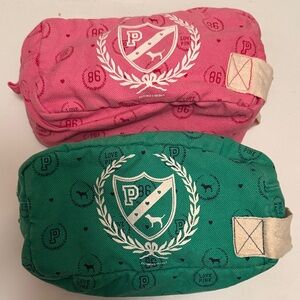 PINK Victoria's Secret Pink and Green Cosmetic Cases